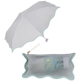 Wpc. 801-14936-102 Parasol, Light Shielding Wave Piping Parasol, Mini Gray, 100% Light Blocking, UV Reduction, UPF50+, Heat/Rain Protection, Cute, Stylish, Nanami, Korean, Shine, Sheer