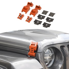RT-TCZ - Kit de pestillos para capó, compatible con Jeep Wrangler JK JL Gladiator JT Naranja Accesorios exteriores 2 piezas (3 rayas)