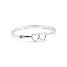 Michael's Jewelers-Provincetown Double Heart 925 sterling silver Bangle Bracelet (6.5)