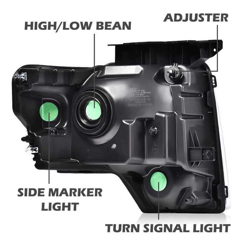 PIT66 Headlight Assembly Compatible with 09-14 Ford F150 2009-2014, Left