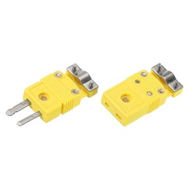 MECCANIXITY Mini K Type Thermocouple Wire Connectors Male Female Plug Adapter High Temperature 220°C(428°F) with Fixing Clamp for Thermocouple Sensor