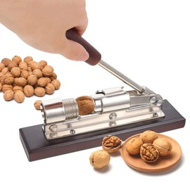 Cascanueces, pinza para nueces, quebrador de nueces, abridor de nuez, base de madera de escritorio y mango para herramientas de cocina, apto para nueces, cacahuetes y otros frutos secos