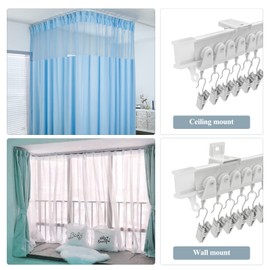 Flexible Bendable Curtain Track, 8Ft Curved Curtain Track Ceiling or Wall Mount Curtain Rail Track System Room Divider Heavy Duty Drop Ceiling Curtain Track Set for Bay Window, Rv, Bunk Bed Curtains