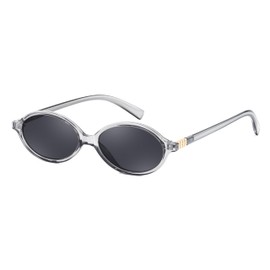 FEISEDY Vintage Oval Sunglasses for Women Men 90s Narrow Lightweight Shades Y2k Trendy Sunnies B1159 Transparent Grey
