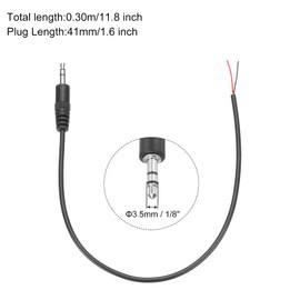 QUARKZMAN 3.5mm Jack Plug to Bare Wire End Replacement TRS 3 Pin Stereo 1/8" Audio Cable Plug for Earphone Headphone Cable Repair 0.30m