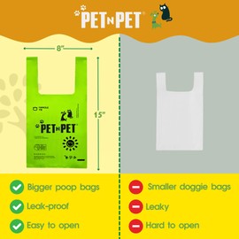 Pet N Pet 200 Counts Unscented Dog Poop Bags Rolls with Tie Handles, 41% Plant Based & 59% PE Poop Bags for Dogs, Extra-Thick Doggie Poo Bag, Pet Waste Bag