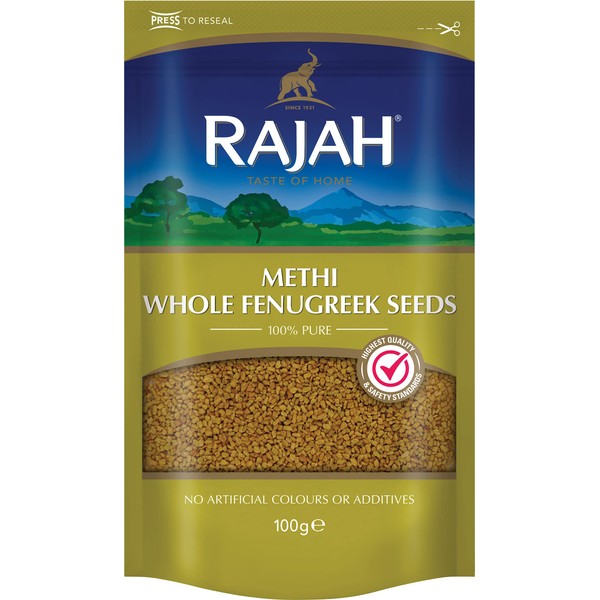 Rajah Spices Whole Fenugreek Seeds Methi 100G | Whole Spices | Indian Spice | Cooking Spices | Vegan | 100G (Pack of 1 Units)