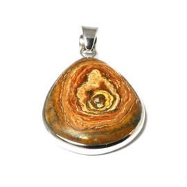 Round Head Jasper Sterling Silver 925 Teardrop Pendant (OBJP190163)