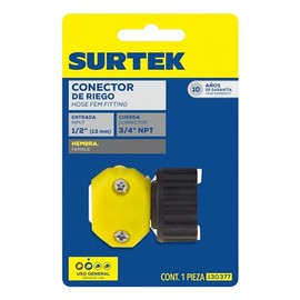 Surtek 130377 Conector para manguera de riego plástico, 1/2" hembra