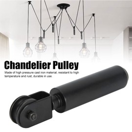 Hapivida Chandelier Pulley, Black Pulley Wheel Pendant Lamp Wire Pulley Bearing Rod Adjustable DIY Industrial Chandelier Mount for Pedant Lights, Ceiling Fan Light
