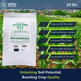 Supply Solutions 7/11 (7-0-0) - 7% Nitrogen and 11% Calcium, Water Soluble Calcium Fertilizer - Plant Food for Vegetable and Fruit Crops, and Other Plants - Elevates Soil and Boost Crop Yield (20lbs)