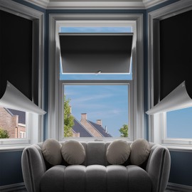 G-WACK - Cortinas opacas para recámara, persianas opacas portátiles sin taladro, para ventanas de interiores con gancho y bucle mejorados, cortinas aisladas térmicamente, cubierta de ventana negra