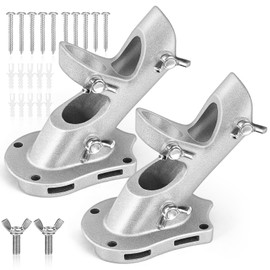 Flag Pole Holder, Anovo Flag Pole Brackets Mount Outside House Heavy-Duty Aluminum Metal Rust Proof Bracket 1" Inner Diameter 2 Positions with Hardwares for Outdoor Wall Mounting Porch( Silver-2 Pack)