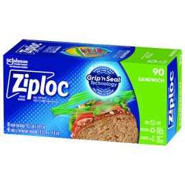 Ziploc Snack and Sandwich Bags for On-The-Go Freshness, Grip 'n Seal Technology for Easier Grip, Open and Close, 90 Count