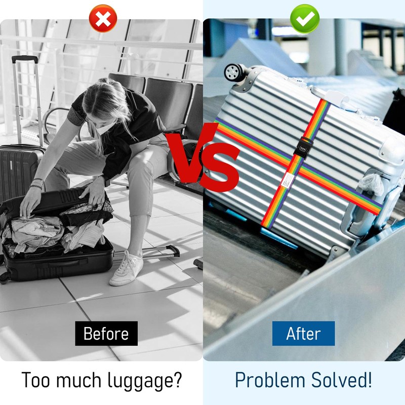 ViddVoom 2 Pack Luggage Straps with Combination Lock and Name
