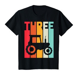 Kids 3rd Birthday Retro Farm Tractor Theme Farmer Boy 3 years T-Shirt