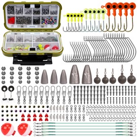 GOTOUR Fishing Lures Kit with Tackle Box, Bass Fishing Accessories Included Fishing Gear and Equipment, Crankbaits, Spinner, Spoon, Popper, Frog, Minnow, Worms, Hooks for Freshwater