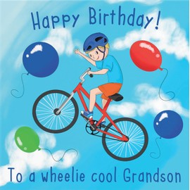 Hunts England - Grandson Boys BMX Bike Childrens Birthday Card - Happy Birthday! - To A Wheelie Cool Grandson - Adventurers Collection