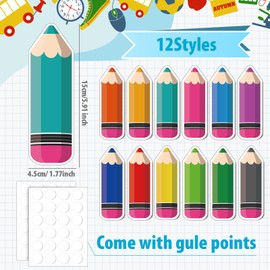 Seajan 200 Pcs Colorful Pencils Cutouts Pencil Name Tags for Classroom Decor Paper Cut Outs Back to School Bulletin Board Decoration for Teacher Student School Classroom Bulletin Board Wall Decor