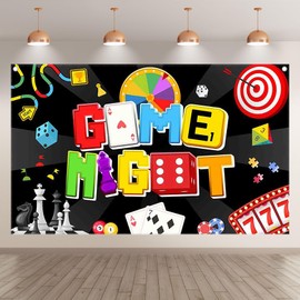 Luminora 72x43inch Game Night Backdrop Chess Card Board Photography Background Kids Adults Gaming Party Deocrations Birthday Banner Photo Booth Props