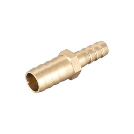 TOP-VIGOR Straight Brass Barb Fitting Reducer, 12mm to 8mm Brass Reducer Fittings Straight Connector for Water Gas Oil Boat Air Pipe