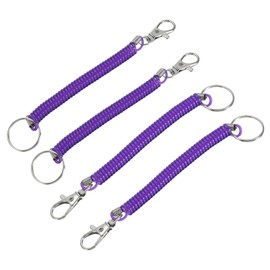 YOKIVE 4 Pcs Spiral Retractable Spring Coil Keychains, Home Stretch Cord Keys Rings for Keys Bags Wallets Cellphone (Purple, 6.7")
