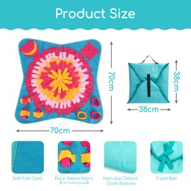 Nobleza Sniffing Rug Dog Intelligence Toy, Sniffing Rug, Washable, Foldable, Non-Slip Intelligence Dog Toy, Sniffing Toy, Promotes Natural Foraging Skills, 70 x 70 cm