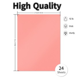24 Sheets Pink Shimmer Cardstock 8.5 x 11inch 250gsm/92lb Double Sided Pearlescence Card Stock for DIY Making Cards, Greeting Cards,Scrapbook,Invitations,Crafts (Pink)