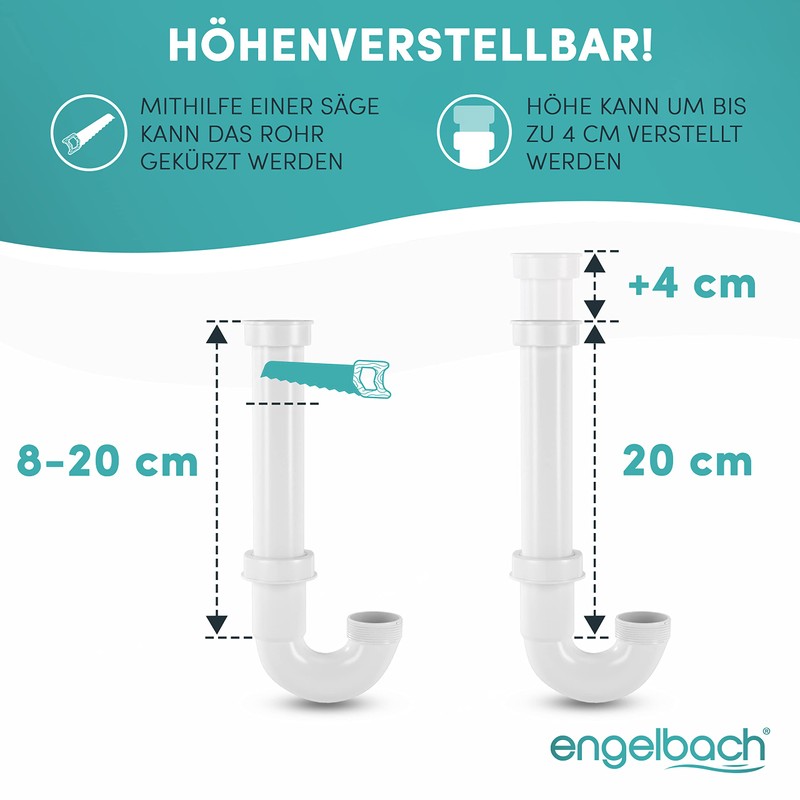 Engelbach Trap for Kitchen Sink with Flexible Drain Hose, Flexible