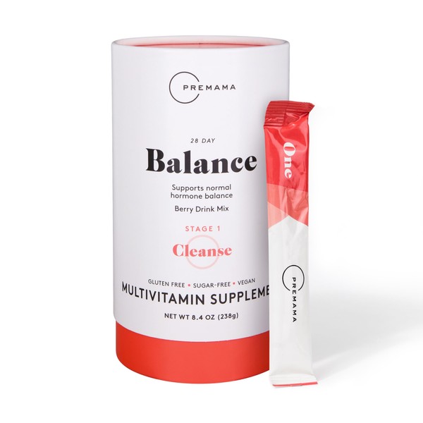 Premama Balance Powder Packets, Multivitamin Supplement, Healthy Hormone Balance Support for Women, Sugar-Free, Gluten-Free, Vegan, Berry Flavor, 28 Single Serve Packets