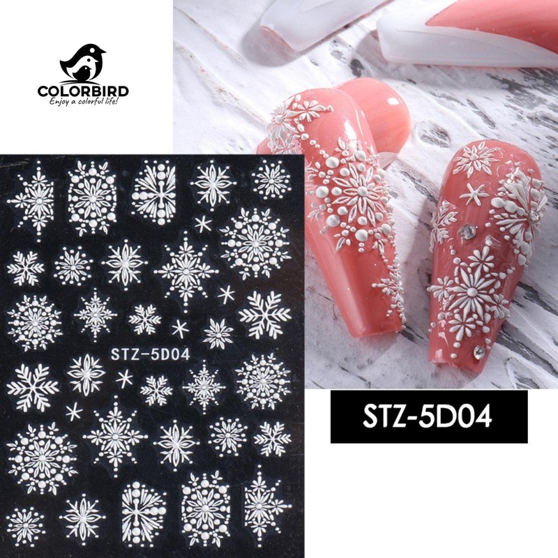 COLORBIRD Nail Sticker Christmas Parts, Snowflake, Cute, Snowflake, Snowflake, 3D
