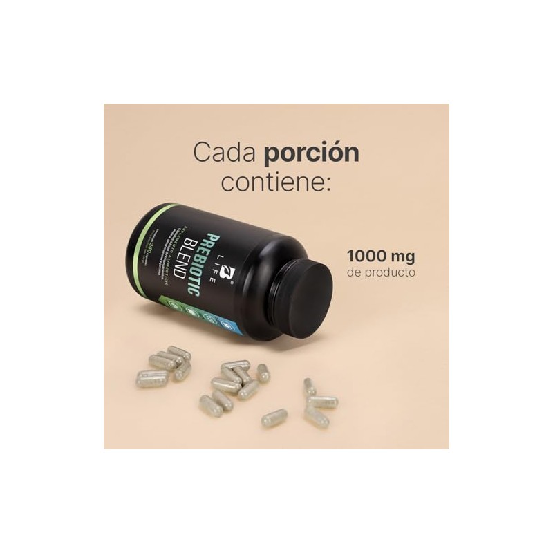 Prebióticos 240 Cápsulas 1000 Por Porción Inulina Glucomanano Pectina Apoyo
