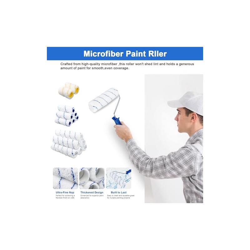30PCS Paint Roller Kit with Extension Pole-2 to 4 FT,Wall