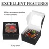 KPOSIYA 60 Pcs Black Bakery Boxes with Window Individual Cupcake