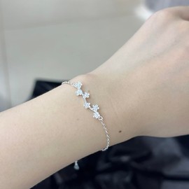 Niaspi Dainty Blossom Branch Bracelet for Women Silver Plated Hypoallergenic Decoration Stacking Bracelets Adjustable Cherry Floral Leaves Birthday Mothers Day Statement Jewelry