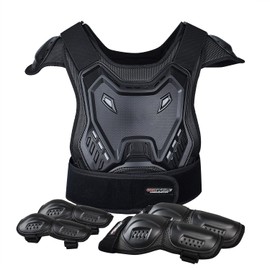 Kinder-Motorrad-Rüstungsanzug, Dirtbike-Ausrüstung mit Ellenbogenschutz, Knie-, Schienbeinschutz, Brust-, Wirbelsäulenschutz, Motocross-Ausrüstung, Rennen für Outdoor-Sportarten (schwarz)