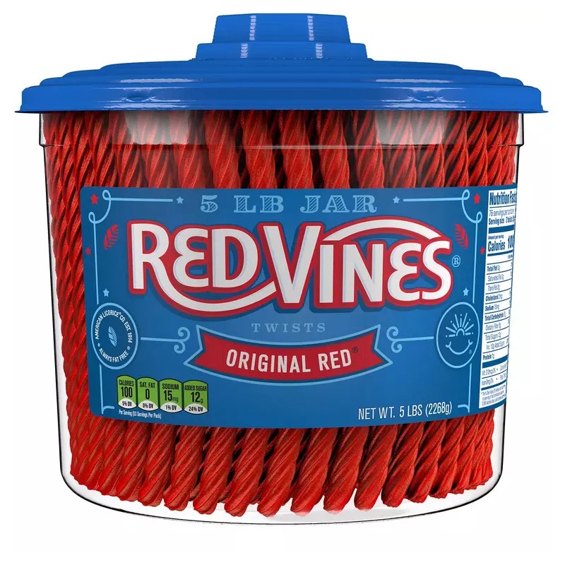 RED VINES Twists Original Red Licorice Bulk Candy Jar (5