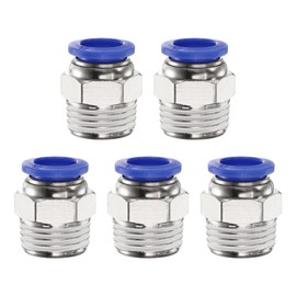 sourcing map Push to Connect Fitting 12mm Tube OD x 1/2" NPT Thread Male Straight Quick Connector Copper Air Line Hose Fittings for Industry Air System PC12-N04, Blue