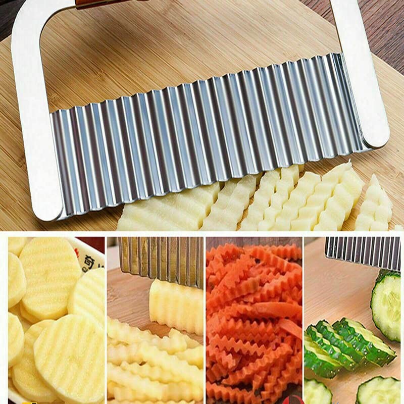 AIMALL 1PC Potato Crinkle Cutter Dough Wavy Slicer Steel Kitchen