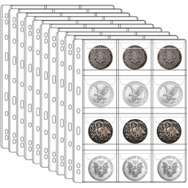 Ettonsun 10 Sheets Coin Pocket Pages Coin Flips Standard 9-Hole Coin Collecting Holders 120 Pockets for Most Sizes Coins