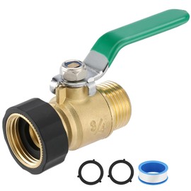 3/4" Brass Garden Hose Shut Off Valve - Heavy Duty Hose Shut Off Valve, High Flow with 360° Garden Hose Swivel Connector & Longer Metal Handle for Easy On/Off Control, Fits 3/4" garden hoses