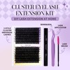 Eyelash Extensions Set, 60D + 80D Cluster Lashes Kit, C