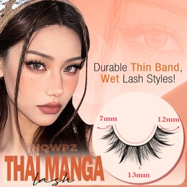 Manga Lashes Natural Look Spiky False Eyelashes 3D Wispy Anime Eye Lash Volume Fake Mink Eyelashes C Curl 7 Pairs Strip Lashes Pack by HQWPZ