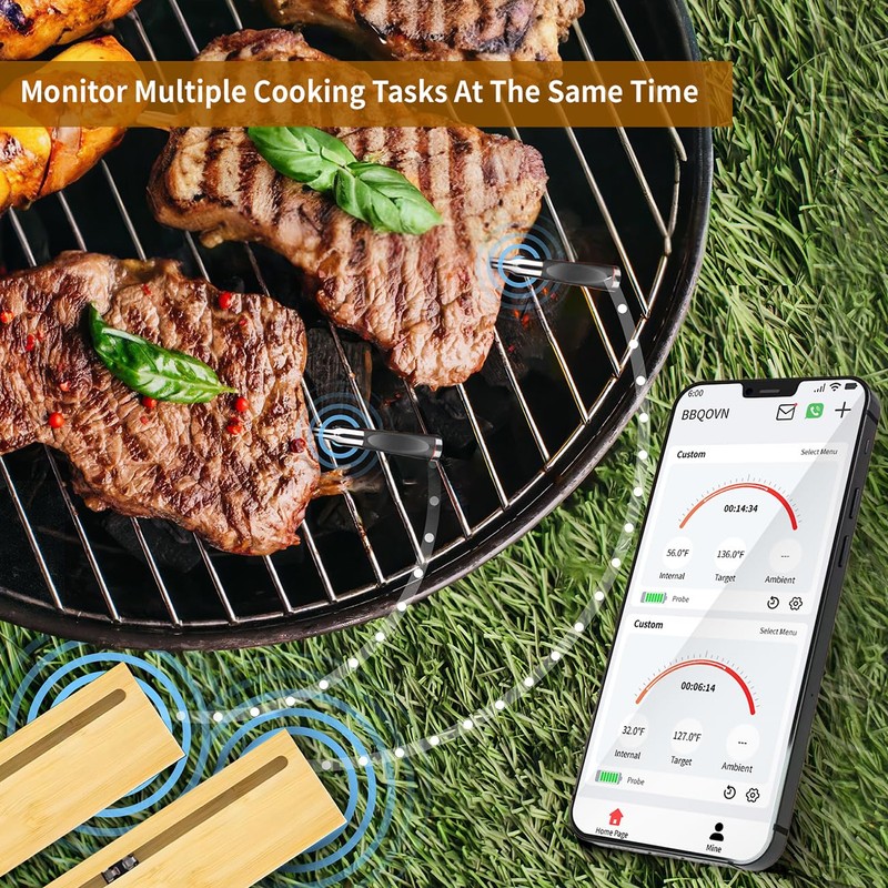 Meat Thermometer Wireless, 700FT Remote Digital Cooking Thermometer, Bluetooth Food
