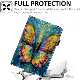 Pudiceva Universal 10 10.1 Inch Android Tablet Case,Slim Folding Stand Cover for All 9"-10.5" Touchscreen Tablet Case with Stylus Pen Holder,Butterfly 09