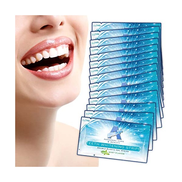 Professional Strength Teeth Whitening Strips 28 Count - 14 Day Supply + Bonus Shade Guide