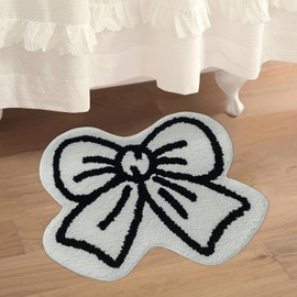 Urtlmaji White Bath Mat for Bathroom Non Slip, Cute Bathroom Rugs Coquette Bow Rug Plush Microfiber Bath Rug, Small Washable Absorbent Bath Mat for Sink Girl's Bedside Preppy Room Decor 30"x24"