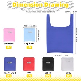Mardatt 6Pcs Multi Colors Reusable Grocery Bags Polyester Foldable Washable Shopping Bag for Shopping Geometric Fashion