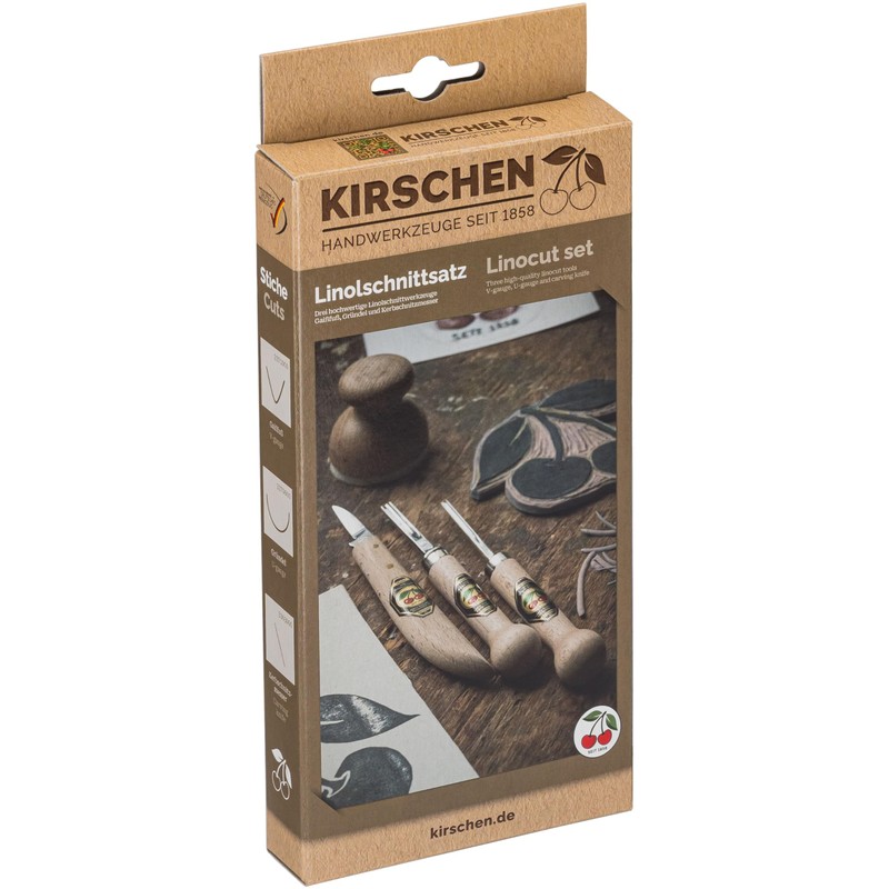 Kirschen 3450000 "Linol" Cutting Tools, Beige/Silver, Set of 3