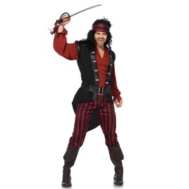 Leg Avenue Men's Pillaging Pirate Costume, Black/Burgundy, Medium/Large